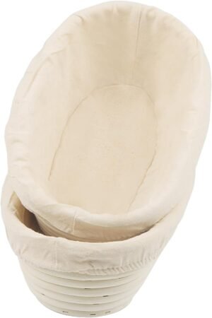 2-delige ovale brood rijsmand set banneton rieten zuurdesem mand 25x15x8 cm inclusief voering deeg rijsmand broodvorming