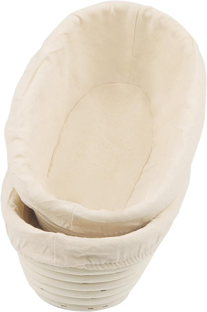2-delige ovale brood rijsmand set banneton rieten zuurdesem mand 25x15x8 cm inclusief voering deeg rijsmand broodvorming
