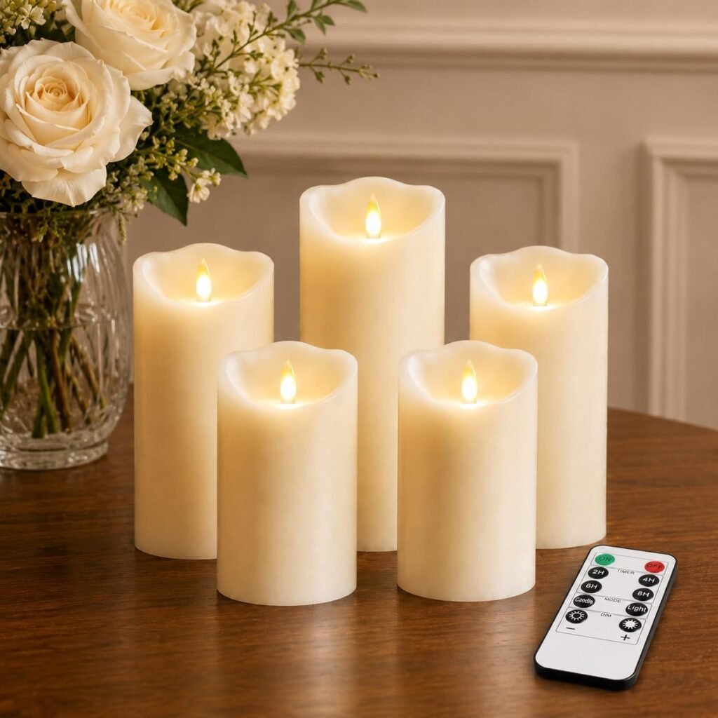 LED kaarsen set van 5 stuks met realistisch flakkereffect, batterijverlichting en timer voor sfeervolle decoratie binnen en buiten