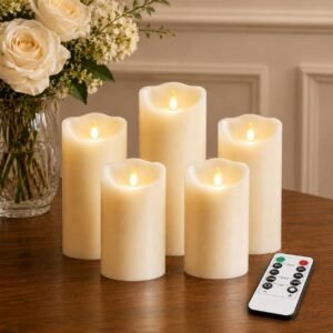 LED Kaarsen Set 5 Stuks – Batterijkaarsen met Realistisch Flakkereffect – Timer en Afstandsbediening – 10, 13,5 en 16,5 cm Wit