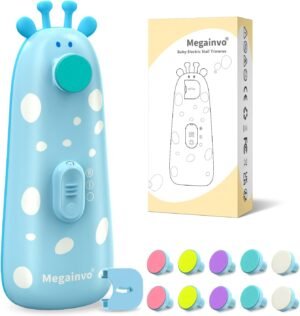 Elektrische baby nagelvijl LED 10 slijpkoppen stille veilige nagelverzorgingsset voor pasgeborenen en peuters blauw