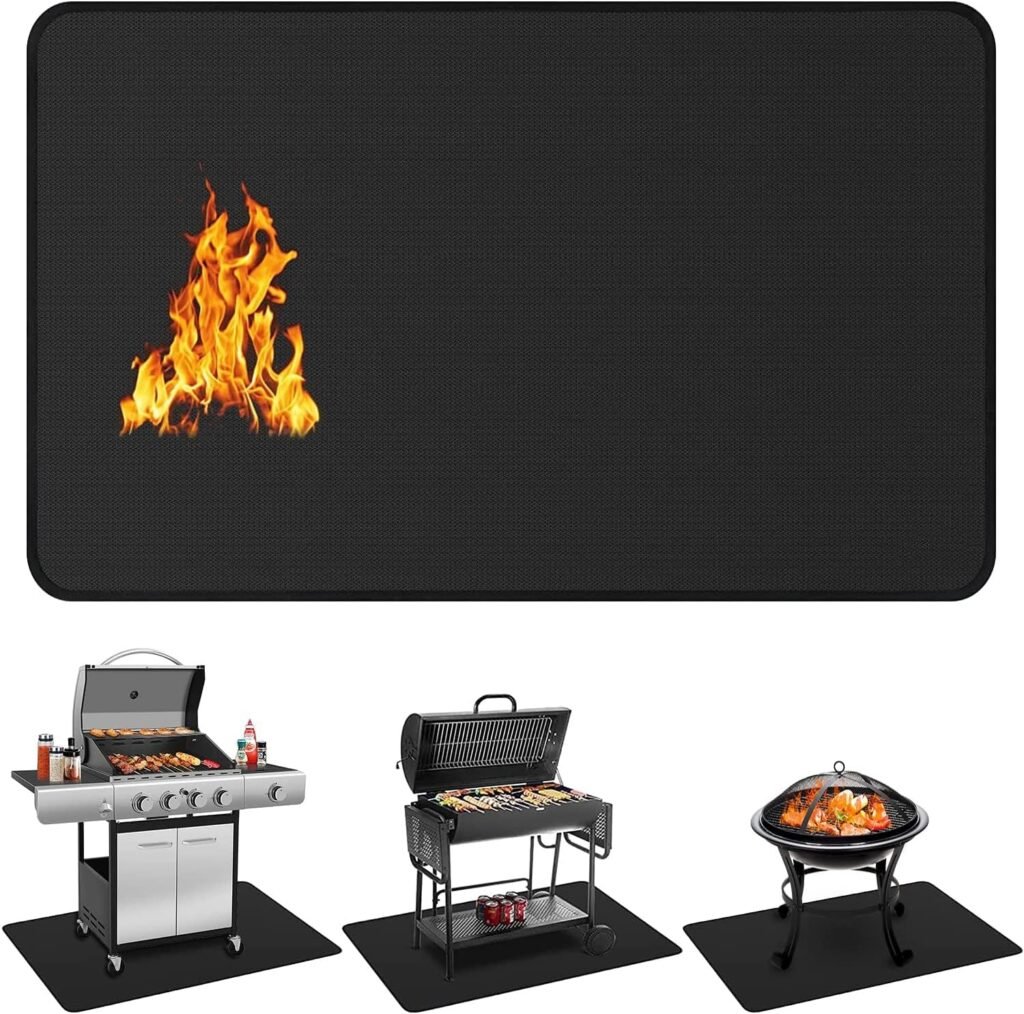 XXL herbruikbare vuurvaste terrasmatt 152x101 cm – hittebestendige cinder mat voor deck en buitenvloer bescherming tegen vonken en as