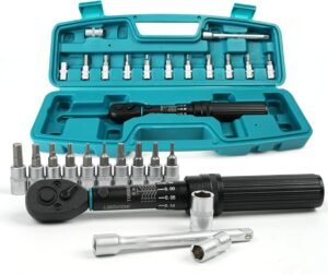 1/4 inch momentsleutel 1-6 Nm – Fiets & motor micro instelbaar 3% nauwkeurigheid – Incl. verlengstang en hex & torx bits