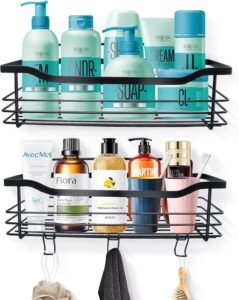 Douchemand set RVS – Zelfklevende doucheplank zonder boren – Badkamer organizer opbergrek – 2 stuks wandrekken