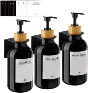 Zeepdispenser set wandmontage zonder boren – navulbare shampoo en douche dispenser – 3 stuks 500 ml zwart – keuken en badkamer gebruik