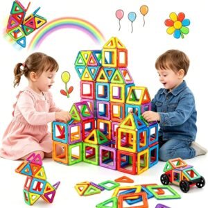 Magnetische bouwblokken 75 stuks – Montessori STEM speelgoed – 3D constructieset – Kinderen vanaf 3 jaar
