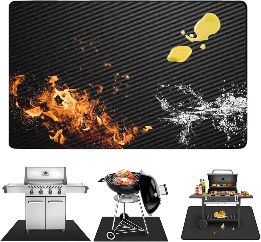 Grillmat 100x150 cm hittebestendige vloerbeschermingsmat voor barbecue en vuurkorf brandwerend tot 1800°C