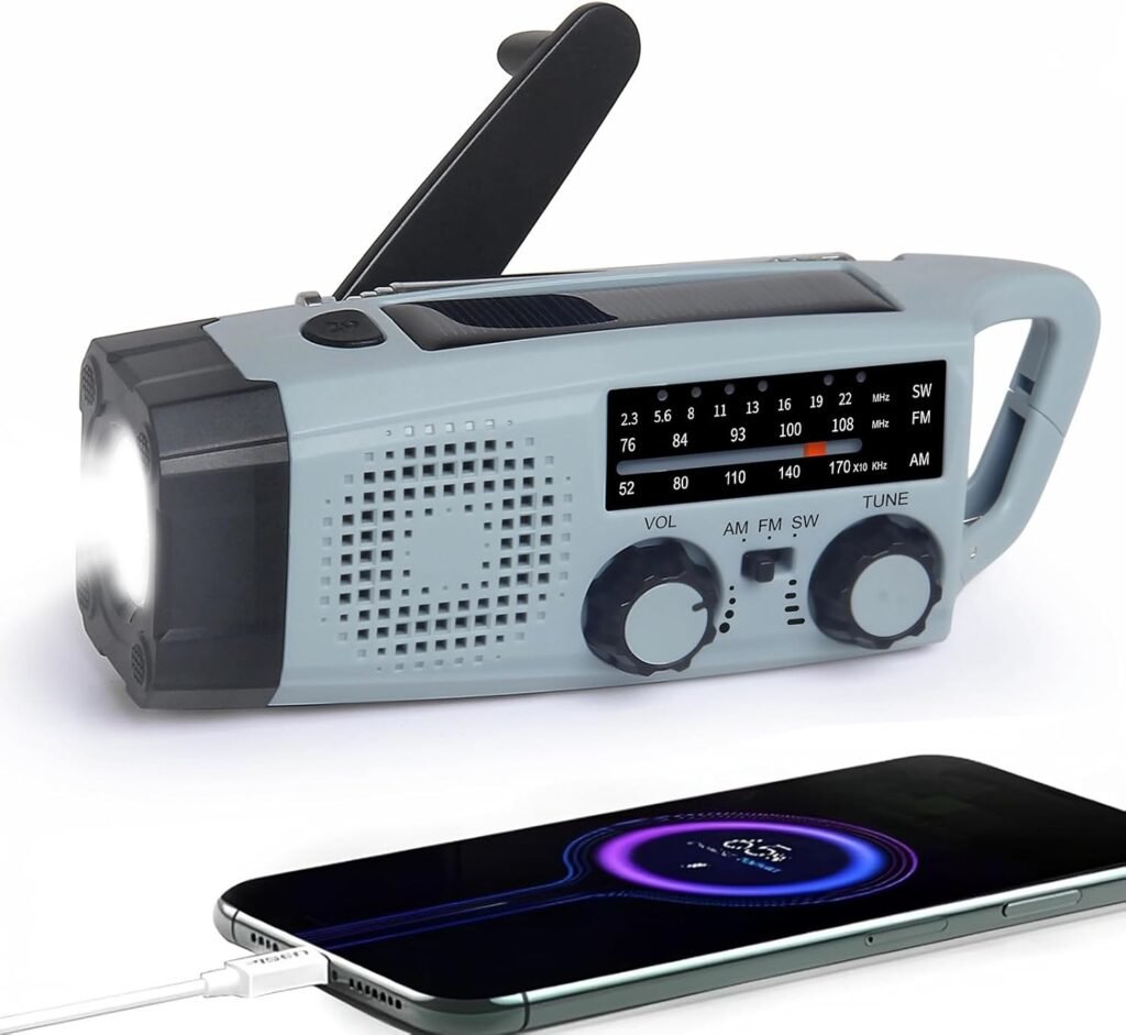Noodradio zonne-energie powerbank AM FM radio USB SOS zaklamp camping draagbare noodradio 2000mAh oplaadbaar outdoor noodverlichting