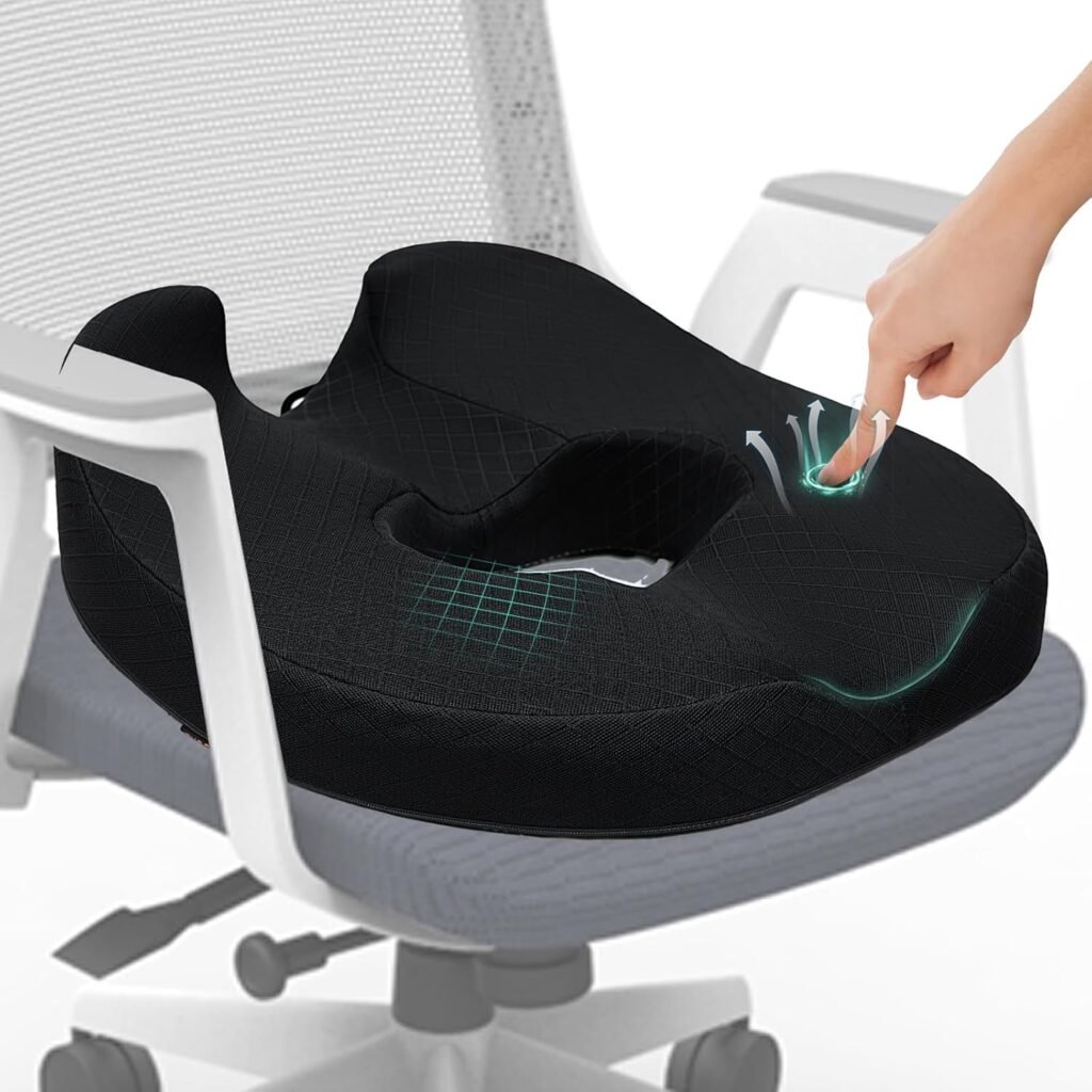 donut zitkussen memory foam ergonomisch stuitbeenpijn bureaustoel gamestoel autostoel zwart zitkussen langdurig zitten comfort ondersteuning