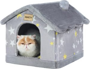 Kattenbed opvouwbaar – Kattenhuis binnenkat antislip – S maat slaapmand – Geschikt tot 3,6 kg grijs