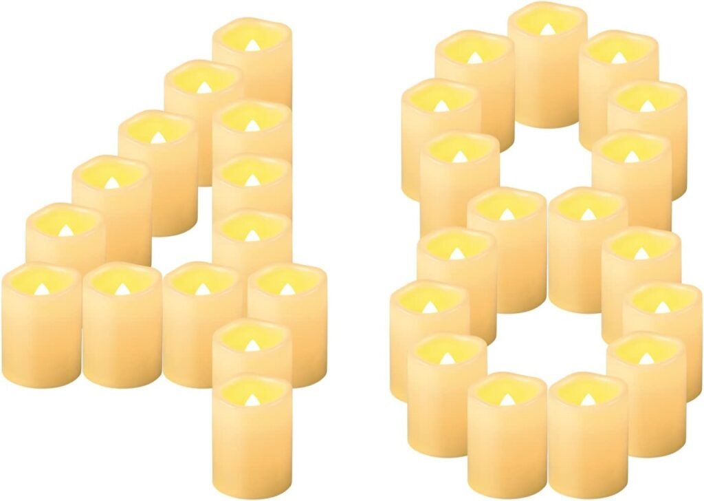 set van 48 vlamloze led waxinelichtjes warm wit flikkerend batterij theelichtjes binnen buiten decoratie 3,8 x 5 cm