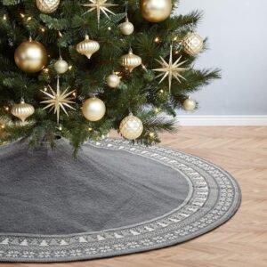 Kerstboomkleed groot – kerstboom skirt kabelgebreid – sneeuwvlok patroon decoratie – 90 cm ronde boommat