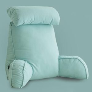 Rugsteunkussen met armleuningen – Leeskussen TV-kussen ergonomisch voor bed of bank – Verwijderbare nekrol 65x45x35 cm Limegroen