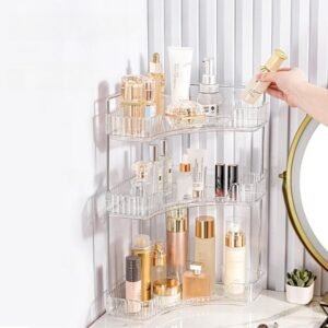 Hoek Badkamer Organizer met 3 Niveaus – Make-up Opbergrek Cosmetica & Huidverzorging – Ruimtebesparende Badkamer Plank – Toilettassen, Lotions & Parfums