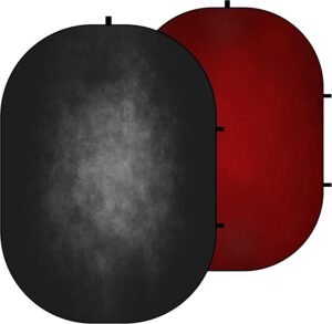 Vouwbare fotografie achtergrond 1,5×2 m – Dubbelzijdige fotoachtergrond zwart rood – Kreukvrije pop-up backdrop – Voor portretfotografie en video-opnames