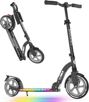 Step scooter voor kinderen en tieners - sport en woon-werk step - lichtgevend deck opvouwbaar - 2 wielen 5 hoogte standen lichtgewicht