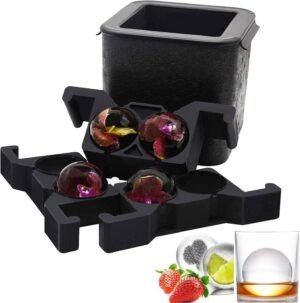 SEO alt tekst ijsballen maker - crystal clear jumbo ijsballen vorm voor whiskey en cocktails - 4 ballen tray vormmachine capaciteit 2.36 inch