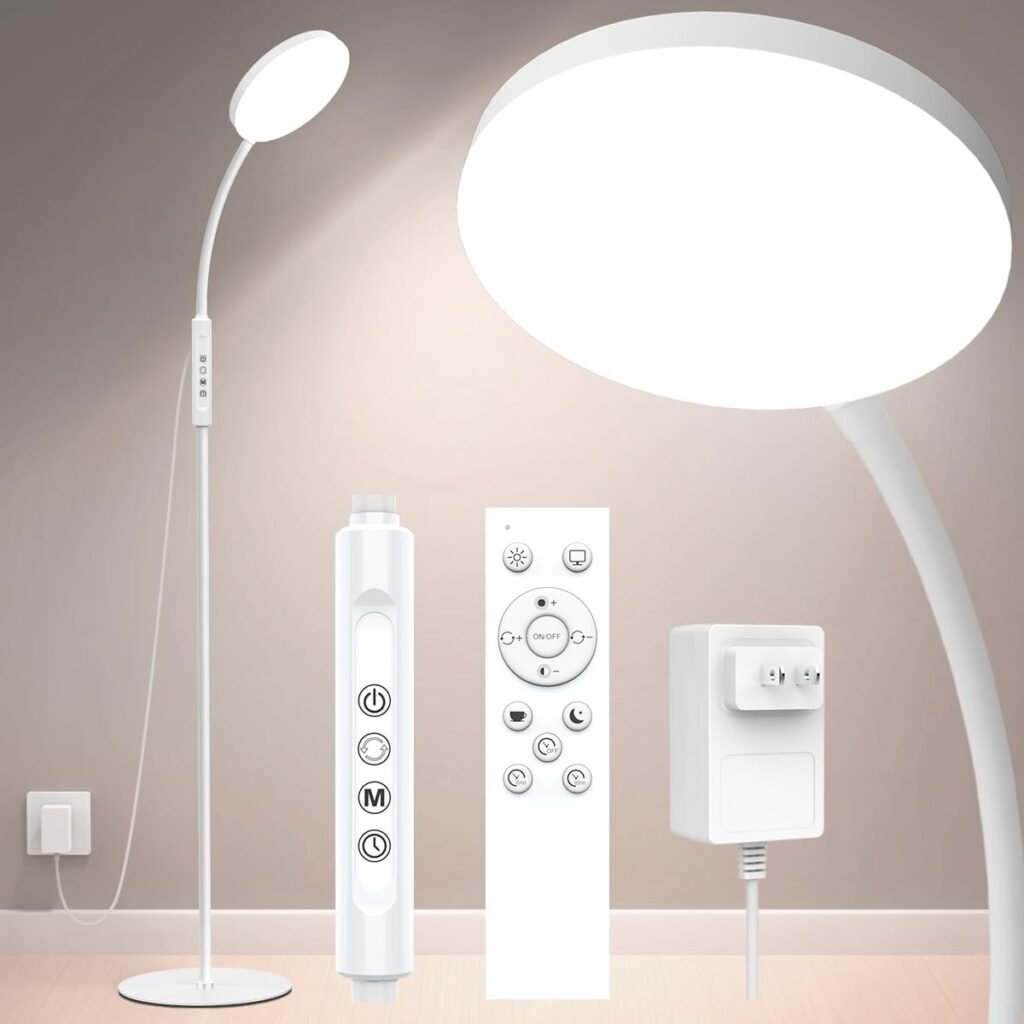 SEO alt tekst daglichtlamp 20000 lux LED lichttherapielamp wit met 5 kleurtemperaturen 10 helderheidsstanden en timer voor slaapkamer en kantoor gebruik