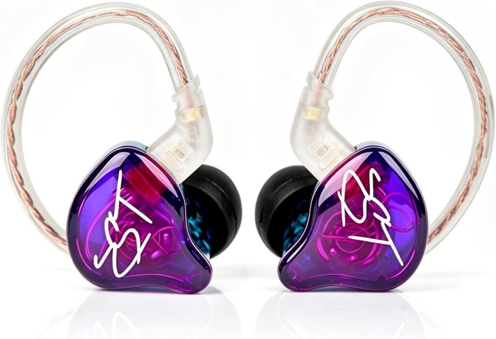 Hybride in-ear oordopjes 1BA 1DD paars zonder microfoon hifi koptelefoon