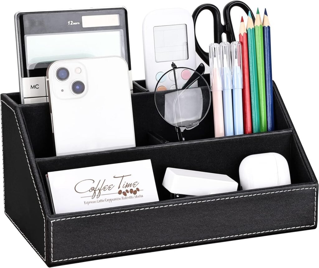 PU leren bureau organizer zwart bureau opbergset met pennenhouders voor werkplek organisatie en bureau accessoires opslag