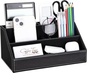 PU leren bureau organizer – Bureau opbergset met pennenhouders – Bureau accessoires voor werkplek organisatie