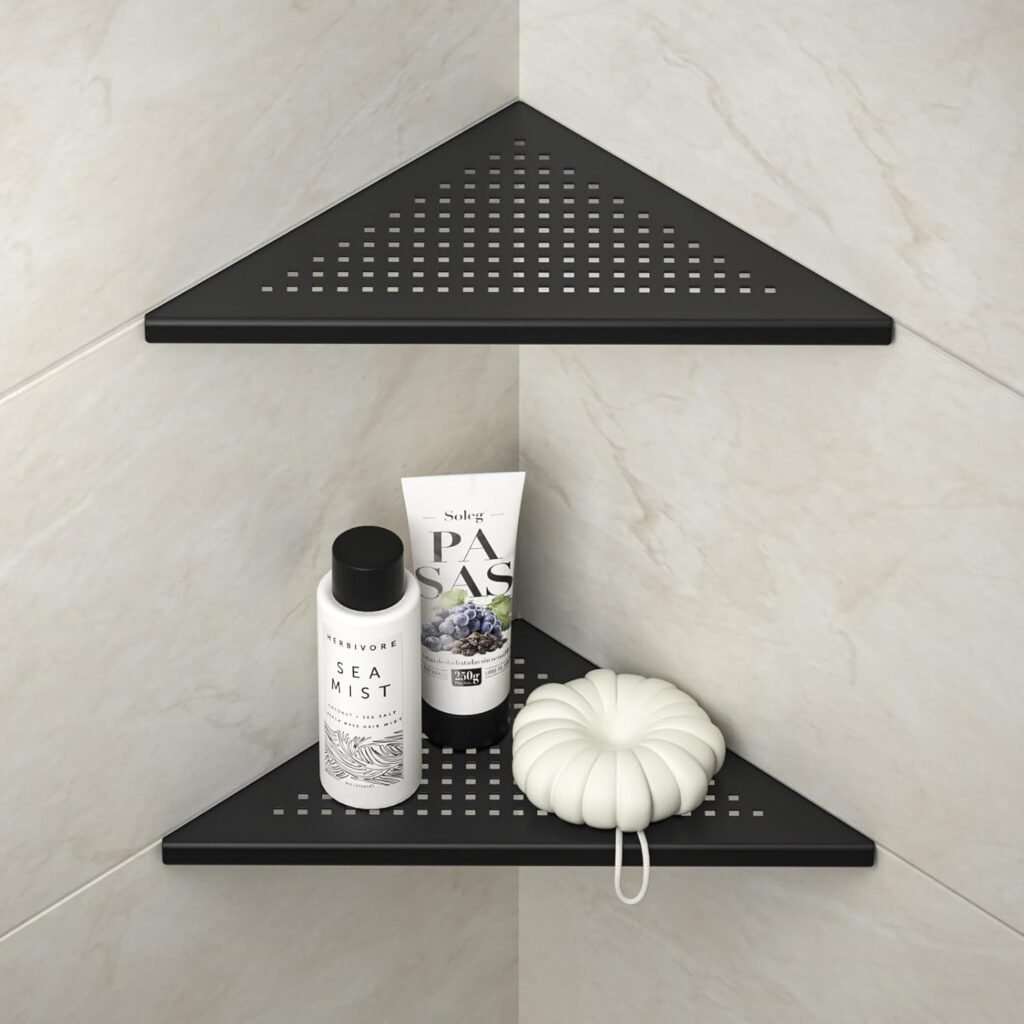 Hoek doucheplank RVS zwart 2 stuks zonder boren badkamer organizer shampoo houder 254x254x355 mm