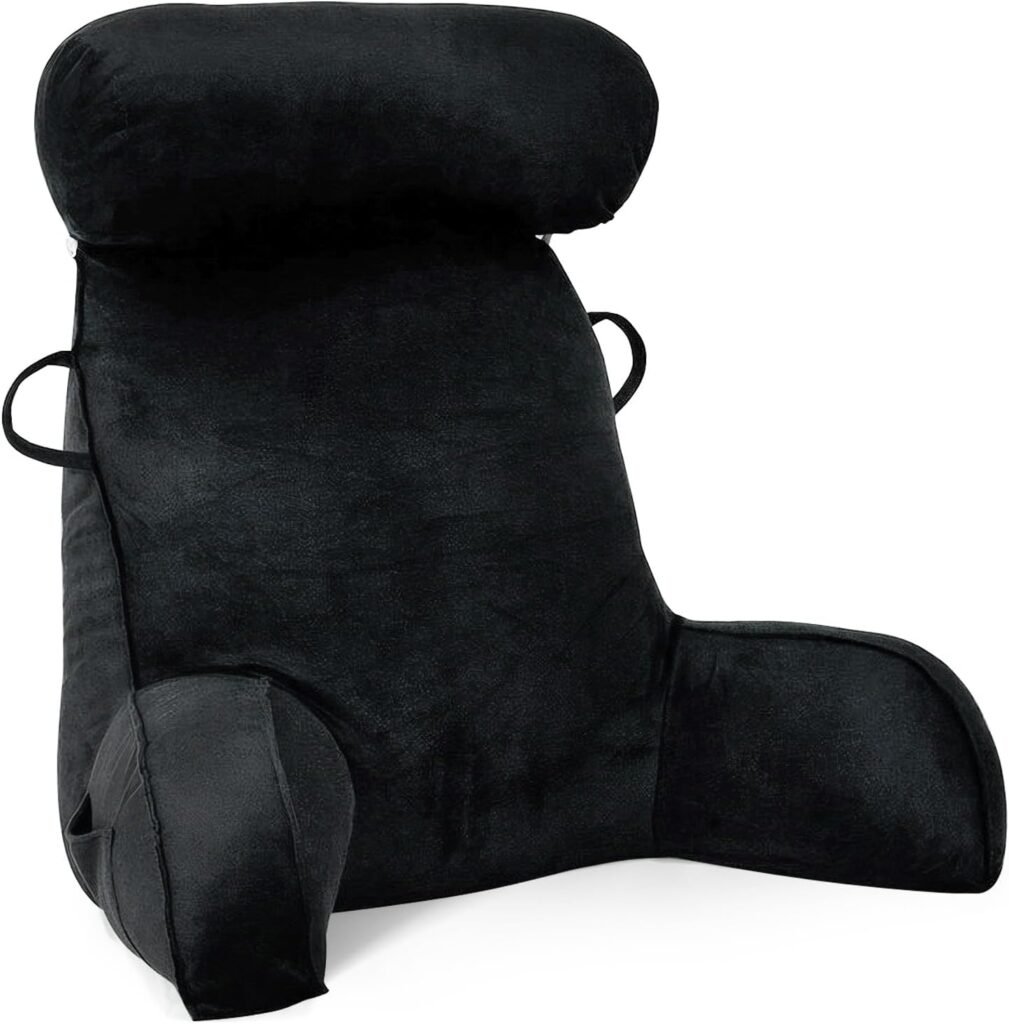 XL Leeskussen met Nekrol - Ergonomisch Rugsteunkussen voor Bed en Bank - Traagschuim Leeskussen voor Lezen en TV-Kijken - Zwart