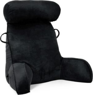XL Leeskussen met Nekrol - Ergonomisch Rugsteunkussen voor Bed en Bank - Traagschuim Leeskussen voor Lezen en TV-Kijken - Zwart
