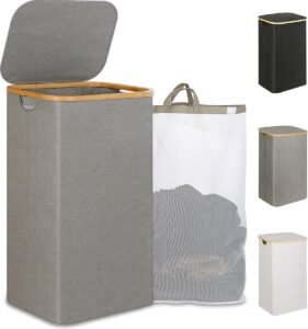 Wasmand XL 110 liter – Met deksel en handvat – Opbergmand voor kleding en speelgoed – Binnenzak en robuuste uitvoering