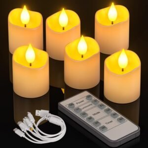 LED theelichtjes oplaadbaar set 6 – afstandsbediening kaarsen – timer flikkerend – herbruikbare sfeerverlichting binnen