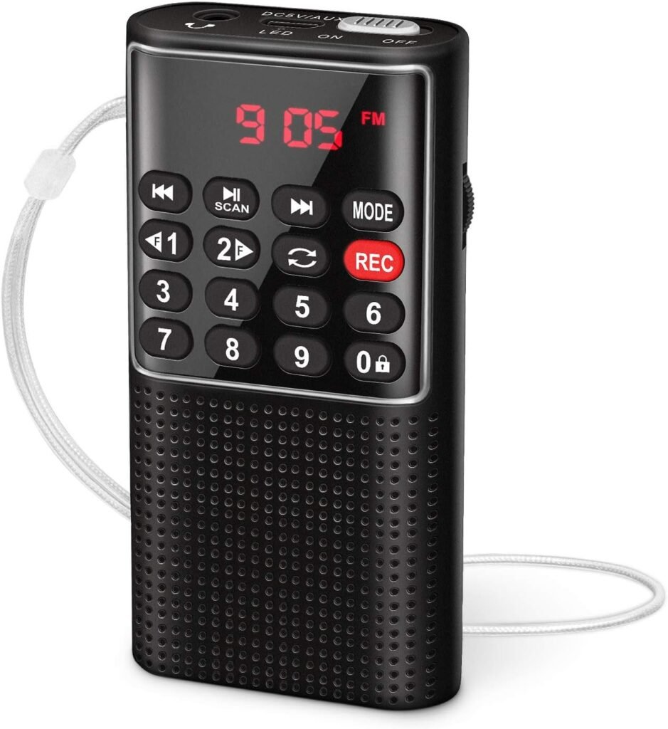 Draagbare mini radio oplaadbare FM radio met opnamefunctie MP3 TF AUX zwart compacte radio