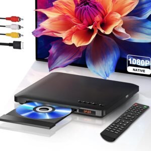 DVD speler ultra dun voor tv – regiovrij HDMI en RCA aansluiting – HD 1080p USB ingang foutcorrectie – inclusief afstandsbediening HDMI en RCA kabel
