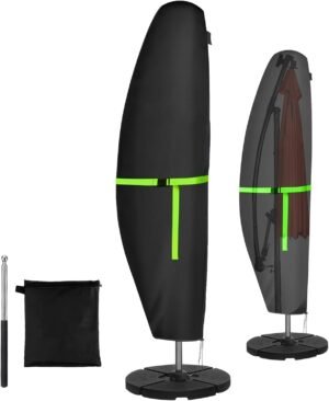 Parasolhoes met stok voor parasol 2 tot 4 meter weerbestendig UV winddicht sneeuwbestendig 420D Oxford beschermhoes buitengebruik