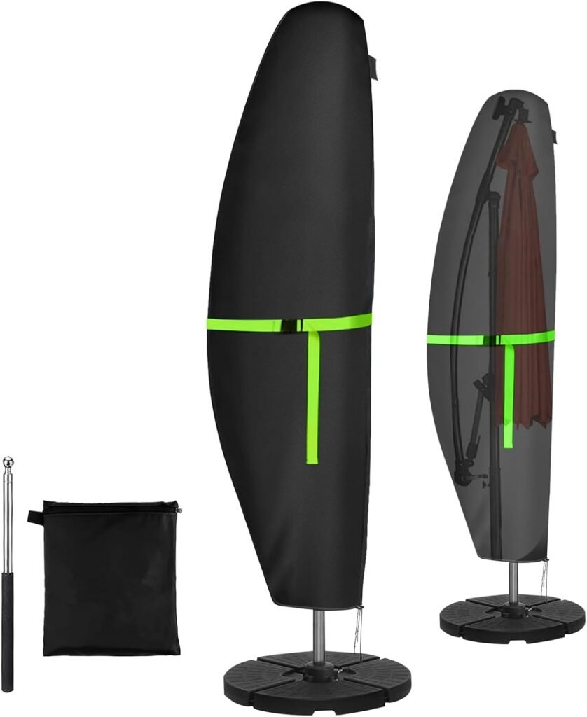 Parasolhoes met stok voor parasol 2 tot 4 meter weerbestendig UV winddicht sneeuwbestendig 420D Oxford beschermhoes buitengebruik