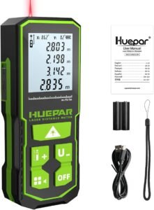 Laserafstandsmeter 60m oplaadbaar – Digitale lasermeter met LCD display – Pythagoras en meetmodi – Afstand, oppervlakte en volume meting