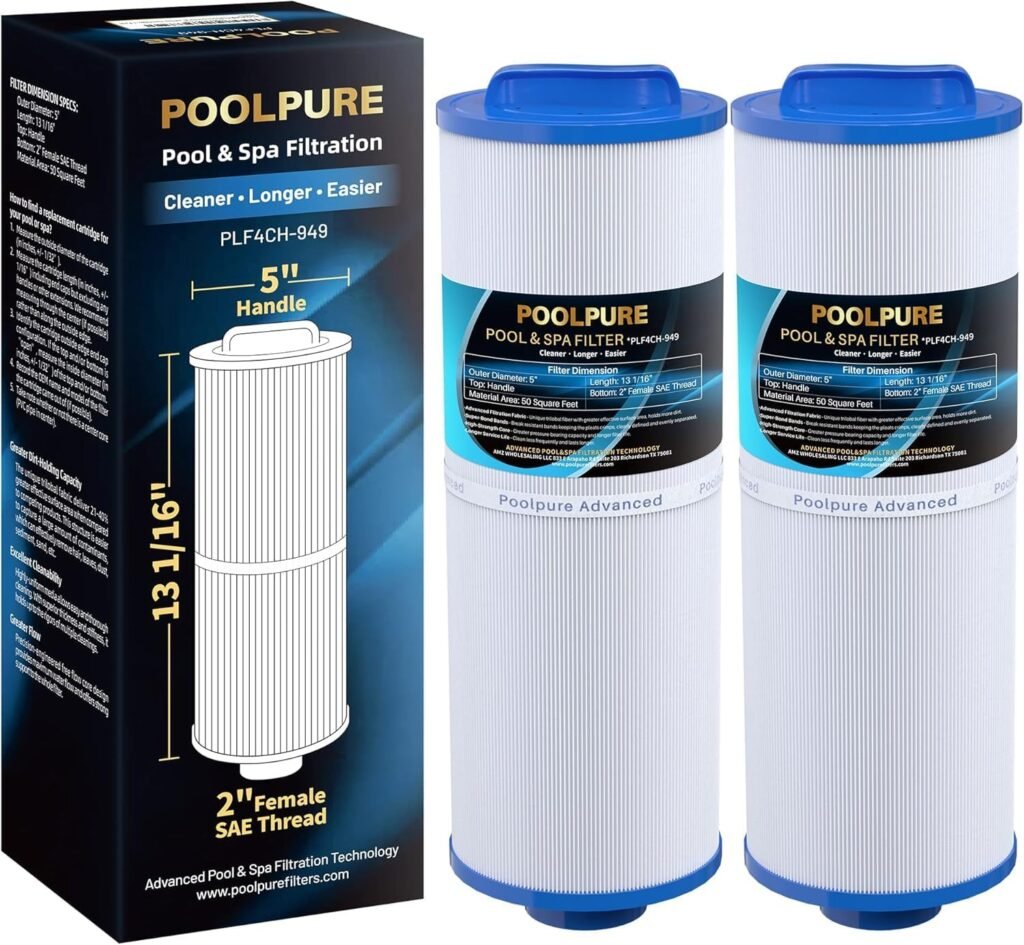Spa filter vervangingscartridge 50 sqft 4CH-949 filterpatroon voor zwembad en spa compatibel met Pleatco PWW50L en Filbur FC-0172 2 pack.