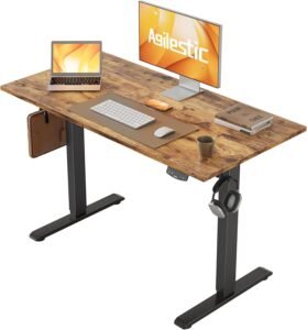 Hoogte verstelbaar bureau elektrisch – Zit sta bureau 100×60 cm – Memory functie kantoor en thuis – Computer tafel verstelbaar bruin