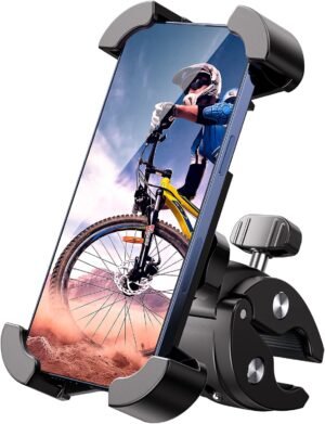 Universele fietstelefoonhouder zwart verstelbaar voor fiets en motor veilige smartphone bevestiging stuur montage navigatiehouder anti-slip telefoonhouder