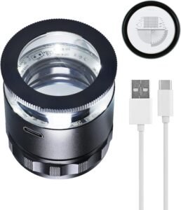 Juweliersloep met vergrootglas en LED verlichting – Zakformaat leesloep voor edelstenen, munten en hobby – Oplaadbaar model – 10x vergroting met 25mm gezichtsveld