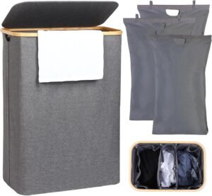 Wasmand met deksel 160L – Opvouwbare wasbox voor vuile kleding – Grote wasmand voor badkamer en slaapkamer – Ruime en duurzame wasopberger