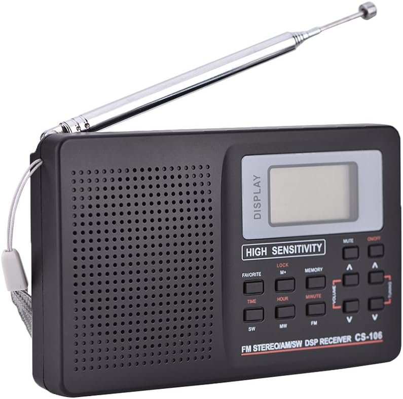 Draagbare mini zakradio AM FM SW LW compacte transistorradio met wekker en volledige frequentie ontvangst voor senioren en reizen zwart handheld radio toestel