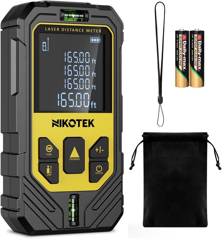 laserafstandsmeter met waterpas IP54 digitale afstandsmeter met LCD display draagbaar meetinstrument voor nauwkeurige afstand en volumemeting