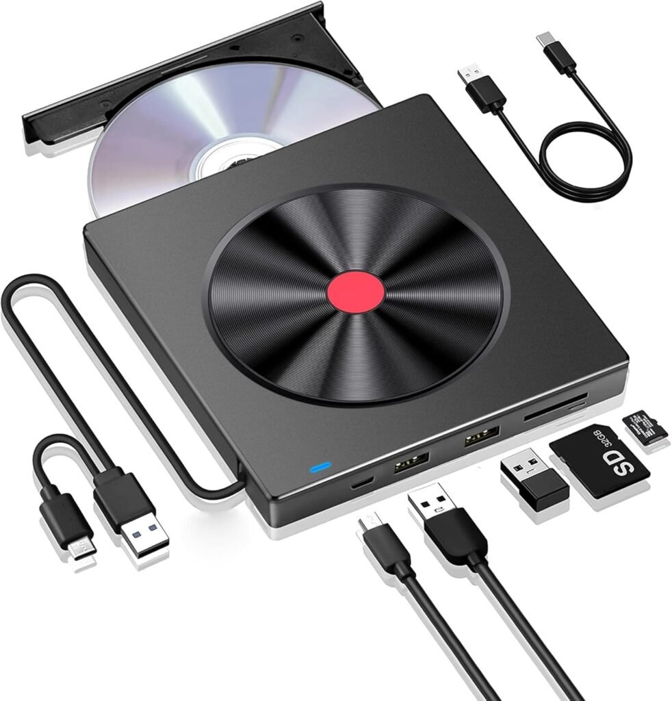 Externe CD DVD speler brander USB 3.0 Type-C draagbare DVD drive laptop PC SD TF kaartlezer snelle gegevensoverdracht