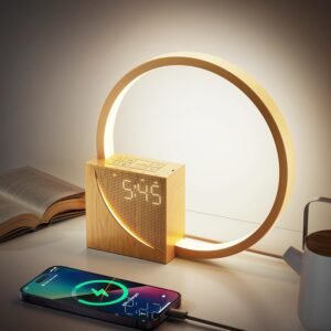 LED bedlamp met alarmklok – Touchscreen nachtlamp USB oplaadpoorten – dimbare wekverlichting 2 alarmen – 10 geluiden 3 standen