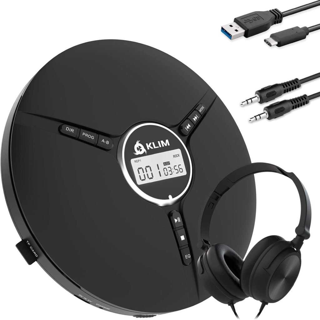 draagbare cd speler discman met hoofdtelefoon en mp3 ondersteuning voor auto en onderweg zwart