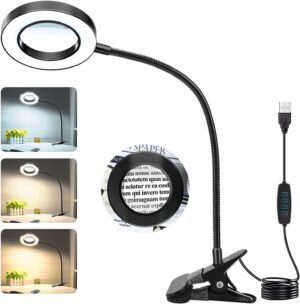 vergrootglas met licht 10x vergroting tafelmodel met klem en 48 leds voor lezen en precisiewerk
