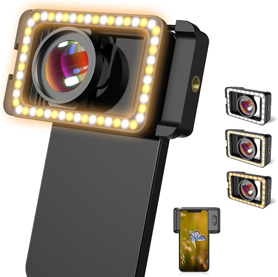 telefoon camera lens set met vullicht iPhone Samsung fotografie accessoires optische glas lenzen helderheid verbetering