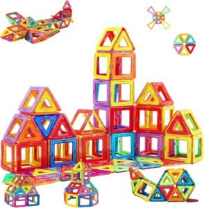Magnetisch constructiespeelgoed 65 delig bouwset – educatief bouwspeelgoed kinderen – Montessori magnetische bouwstenen set – creatieve speelset auto en figuren bouwen