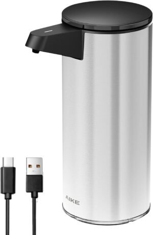 Automatische 280ml zeepdispenser USB oplaadbaar, RVS touchless sensor handzeepdispenser voor badkamer en keuken.