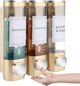 Zeepdispenser Wandmontage Zwart – Handzeep en Douchegel Dispenser – Navulbare Badkamer Zeepdispenser – Geschikt voor Thuis en Hotel